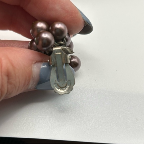 Vintage Brown Bronze Cluster Bobble Dangle Large Clip On Earrings - Picture 6 of 6